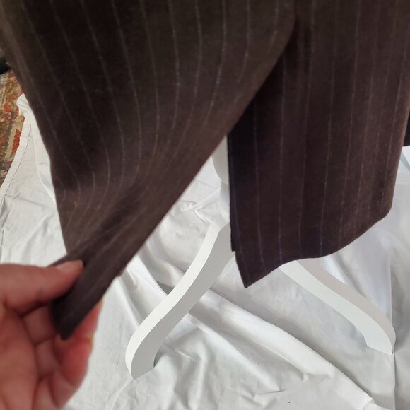 Boden Wool Skirt Women’s 14L Brown w/Blue Pin Stripes Faux Pocket Classic Preppy - Picture 7 of 15